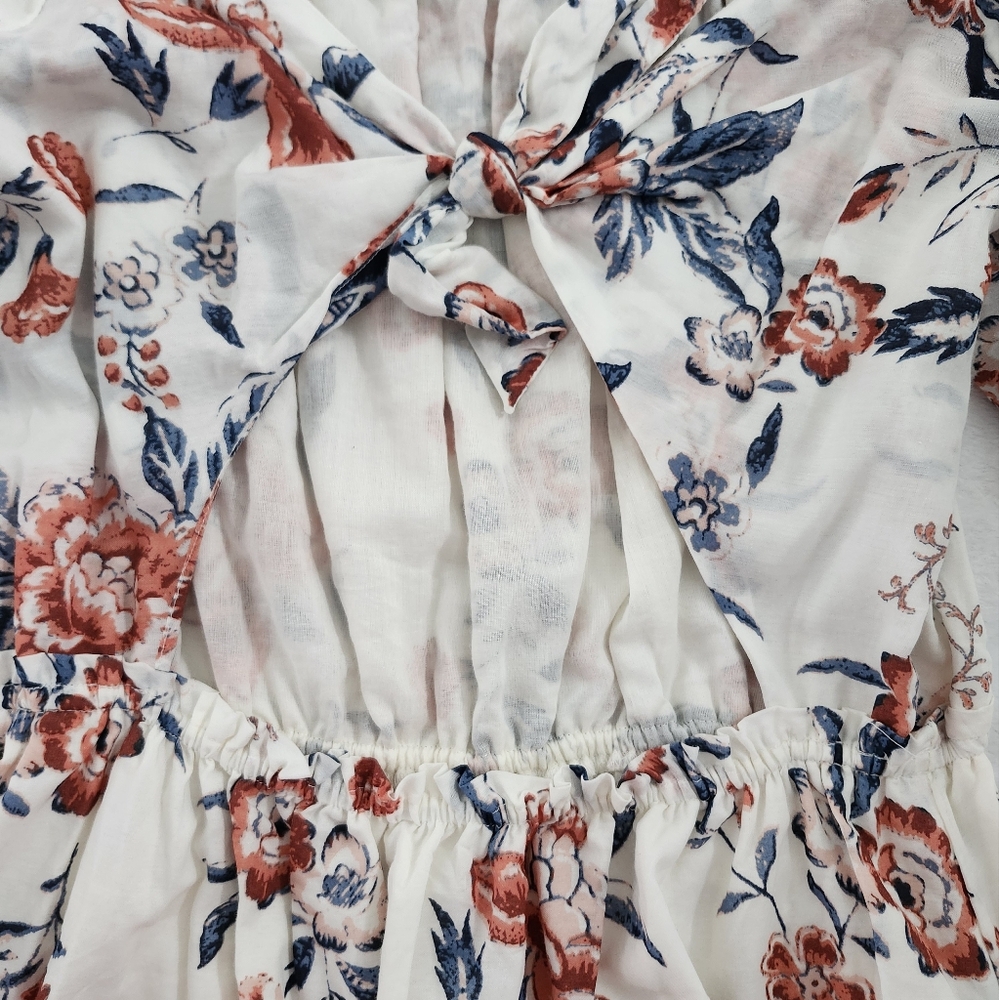 LUCKY BRAND Floral Off Shoulder Mini Dress Puff Sleeve‎ Lined Boho Chic Medium - Picture 4 of 12